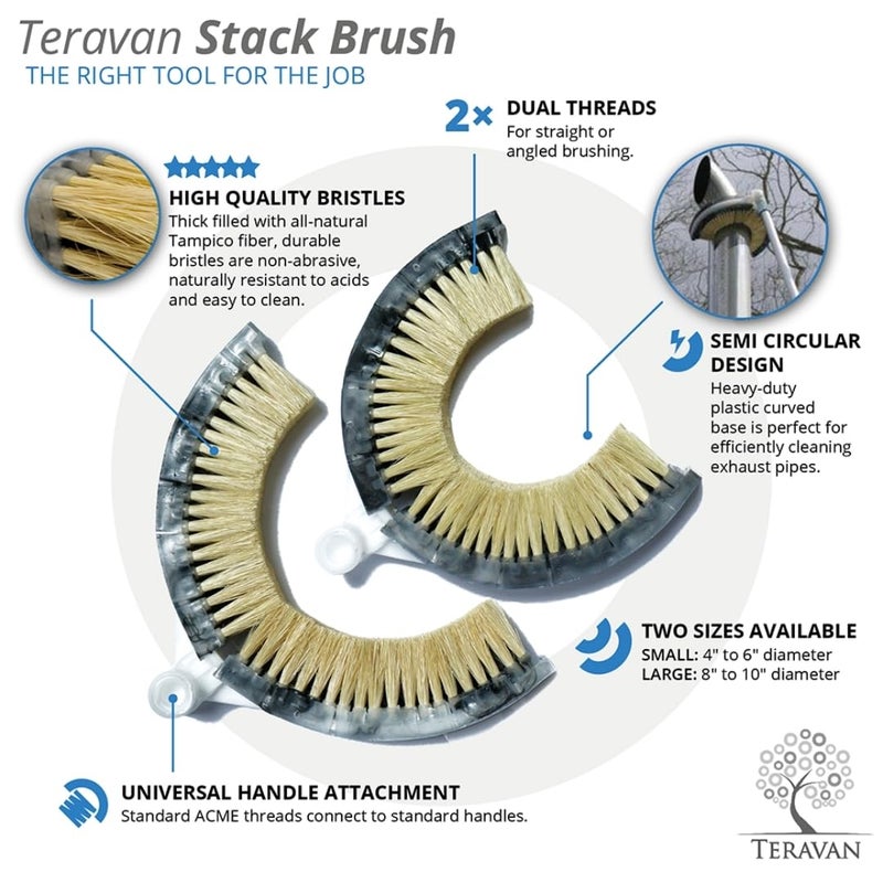 Teravan Curved Wash Brush for Exhaust Stack Pipes with Natural Tampico Fiber, Truck Cleaning Brush, Ideal Scrub Brush for Truck Exhaust Stack Pipes ((8"-10" Diameter) - Image 4